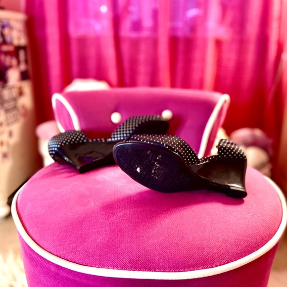 1950s Retro Pinup Style Classic Peep-Toe Polka Dot Slip-On Wedges Women’s 7.5 - Picture 6 of 6